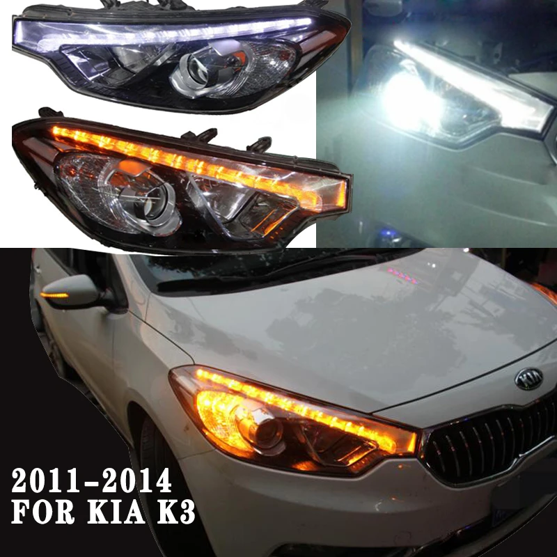 Стайлинга автомобилей HID 2011~ 2013 для Kia K3 фары K3 cerato светодиодный задний фонарь светодиодный DRL Bi Xenon объектив высокого ближнего парковка