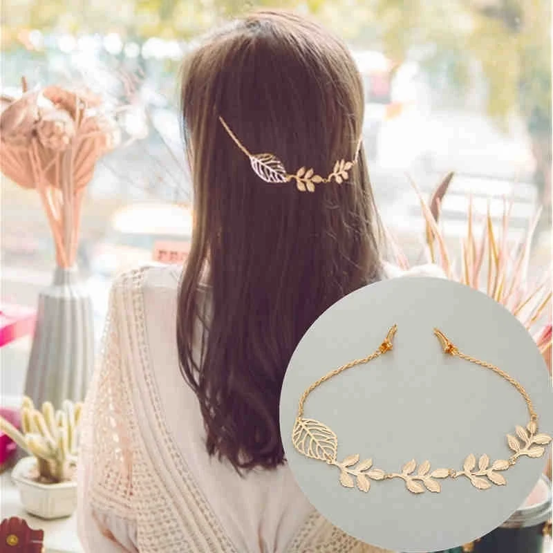 

Fashion Simple Tree Leaf Hairpin Gold Hair Chain Sweet Hair Accessories for Women (Size: 40.5 cm, Color: Gold)