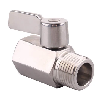 

LBER 316 Stainless Steel Mini Ball Valve(1/2 inch Female x Male) NPT Thread, Water Flow Regulator Head Control Valve