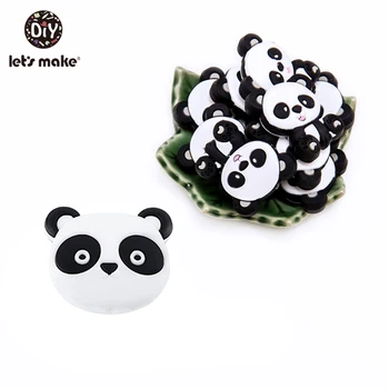 

Let's Make DIY Silicone Panda Beads 10PC Silicone Tiny Rod Teether Pacifier Clip Chain Accessories Bead Silicone Baby Teether