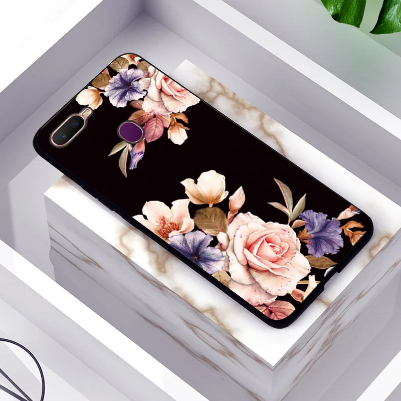 TPUBLK614 Для OPPO AX7 чехол 6,2 ''мягкий черный ТПУ чехол для телефона OPPO A7 OPPOA7 CPH1901Case милый розовый узор задний чехол для OPPO A7 A 7 ax7 - Цвет: TPUBLK614