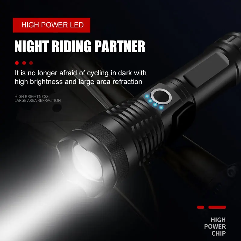 

5000LM High Bright Tactical LED Flashlight XHP50.2 USB Rechargeable 26650 Battery Zoomable Torch Fishing Camping Lantern