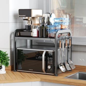 

Kitchen Shelf Microwave Oven Shelf Double Table Top Electric Rice Cooker Oven Rack Household Storage Products