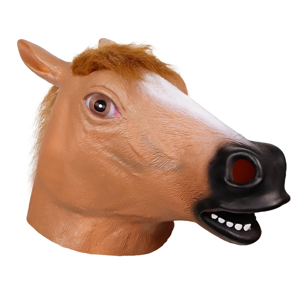 Molezu Brown Horse Mask Creepy Horse Head Mask Rubber Animal Mask Novelty Costumes Mask mascara de latex