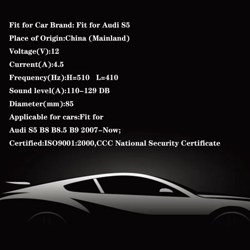 VVTKK для Audi S5 B8 B8.5 B9 рожок мотоцикла Cuernos Электрический авто электрический автомобиль мульти-тон и клаксон рога 3 автомобиль рог