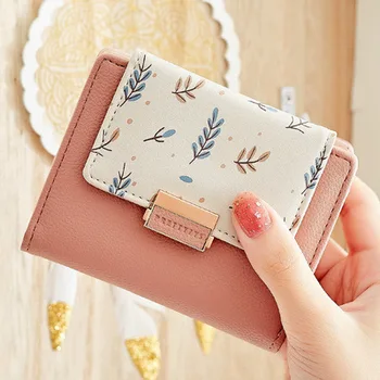 

Fashion Fresh Flower Small Wallet Women Soft Leather Ladies Purse Brand Designer Short Female Wallet Girl Cartera Coin Purse