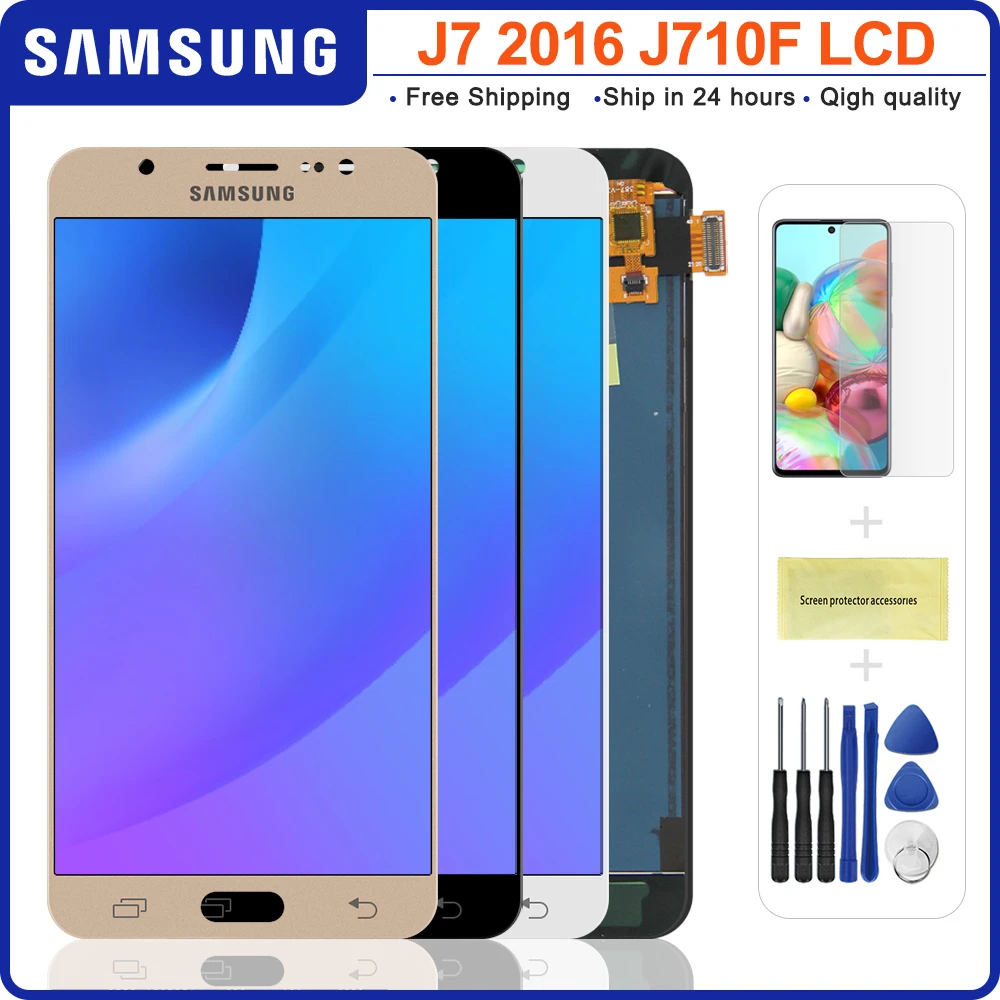 Noble to justify Negotiate Écran tactile LCD à luminosité réglable, 100% testé pour Samsung Galaxy J7  2016 J710FN J710F J710M J710 | AliExpress