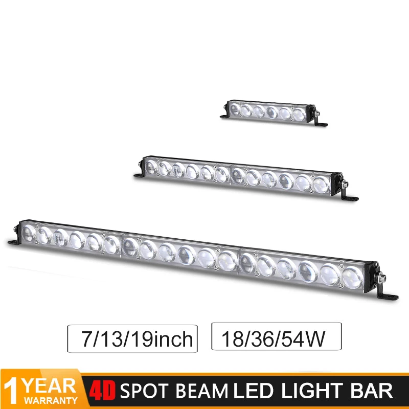 

DERI 4D LED Light bar 7''13''19'' 18 W 36W 54W Super Slim Spot Light Bar Single Row LED Work Lights For ATV UTV UAZ Off Road