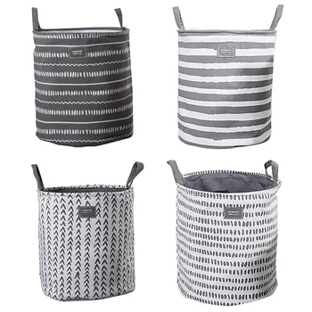 

New Cotton Fabric Large Laundry Organizer Coating Laundry Basket Collapsible Washing Basket For Home