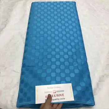 

Blue African cotton lace fabric Swiss voile material for fashion clothing OCH78(5yards/lot)