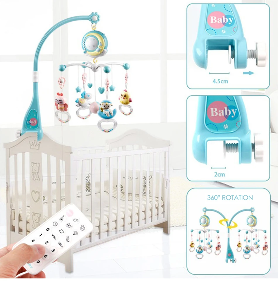 Детская кроватка мобили погремушки игрушки 360 Вращающаяся кровать колокольчик карусель для кроватки Проекционные детские игрушки 0-12 месяцев для новорожденных