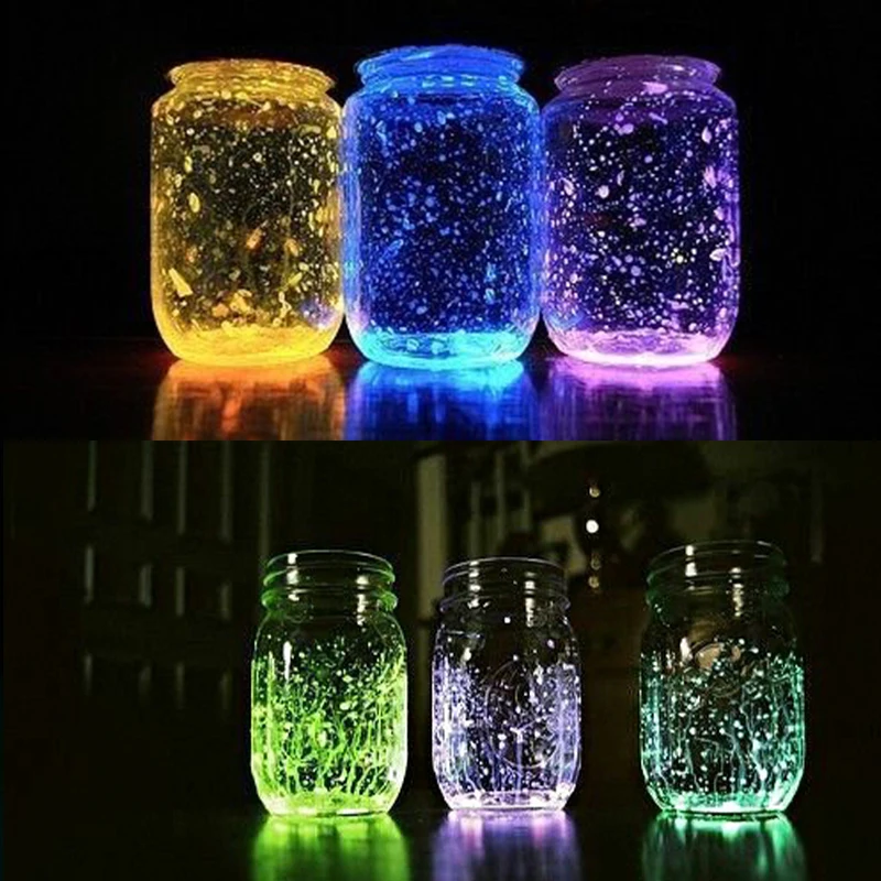 Glow in the Dark Leuchtstoff Pulver Glänzende für DIY Nagel Home Party Dekoration 10g Lila Phosphor Pigment Leuchtenden Pulver