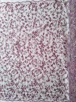 

nice looking handmade embroidered net lace fabric with beads JOY-31701 beaded african tulle lace for party dress fabric