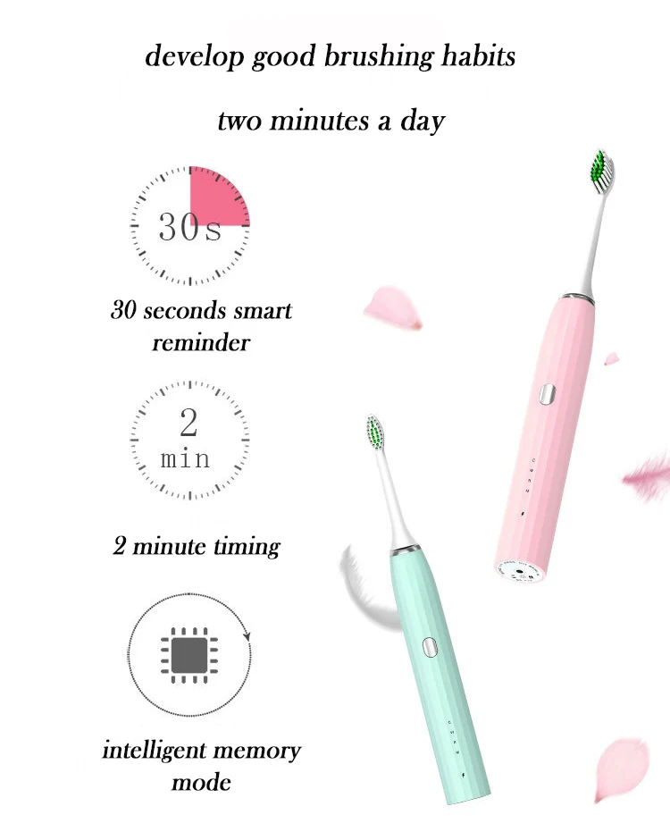 Электрическая ультразвуковая зубная щетка зубные щетки для взрослых ультра звуковая зубная щетка USB перезаряжаемая отбеливание зубов с 2 головками щетки