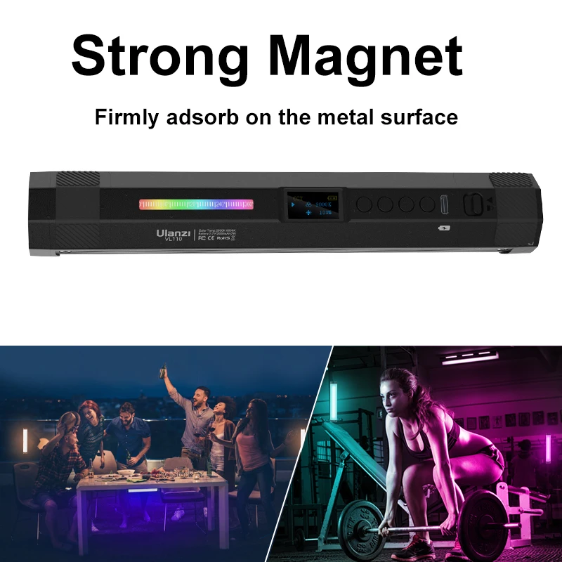 Ulanzi VL110 RGB Tube Photography Lamp 2500-9000K 2600mAh Rechargeable Portable Studio Camping Fill Lighting Kit For Youtube — view 3