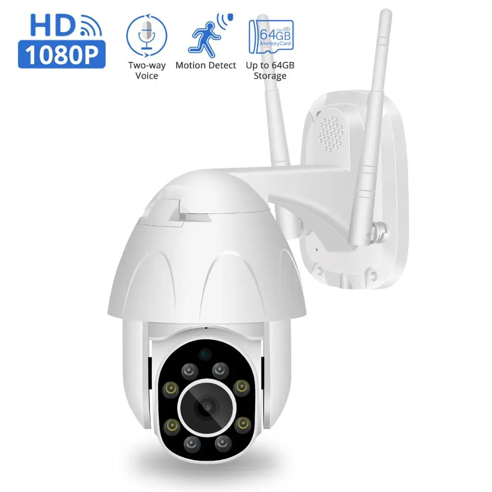 1080P PTZ wifi камера 2MP автоматическое отслеживание Водонепроницаемая CCTV Домашняя