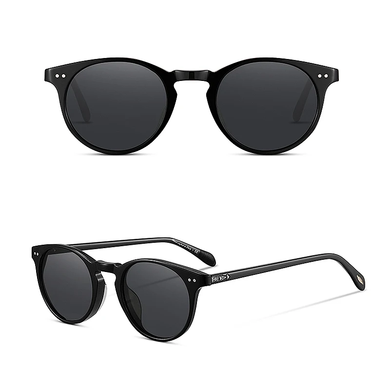 black vs gray Kristen Stewart Ретро Круглые Солнцезащитные очки для мужчин OV5256 винтажные Поляризованные очки для вождения женские солнцезащитные очки Sir O 'malley gafas sol mujer - Цвет линз: black vs gray