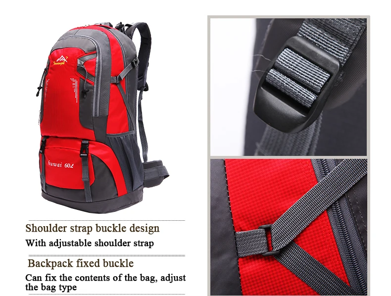 60L многофункциональные сумки для кемпинга, прочный рюкзак для альпинизма, мужской женский рюкзак для путешествий, альпинизма, спортивная сумка