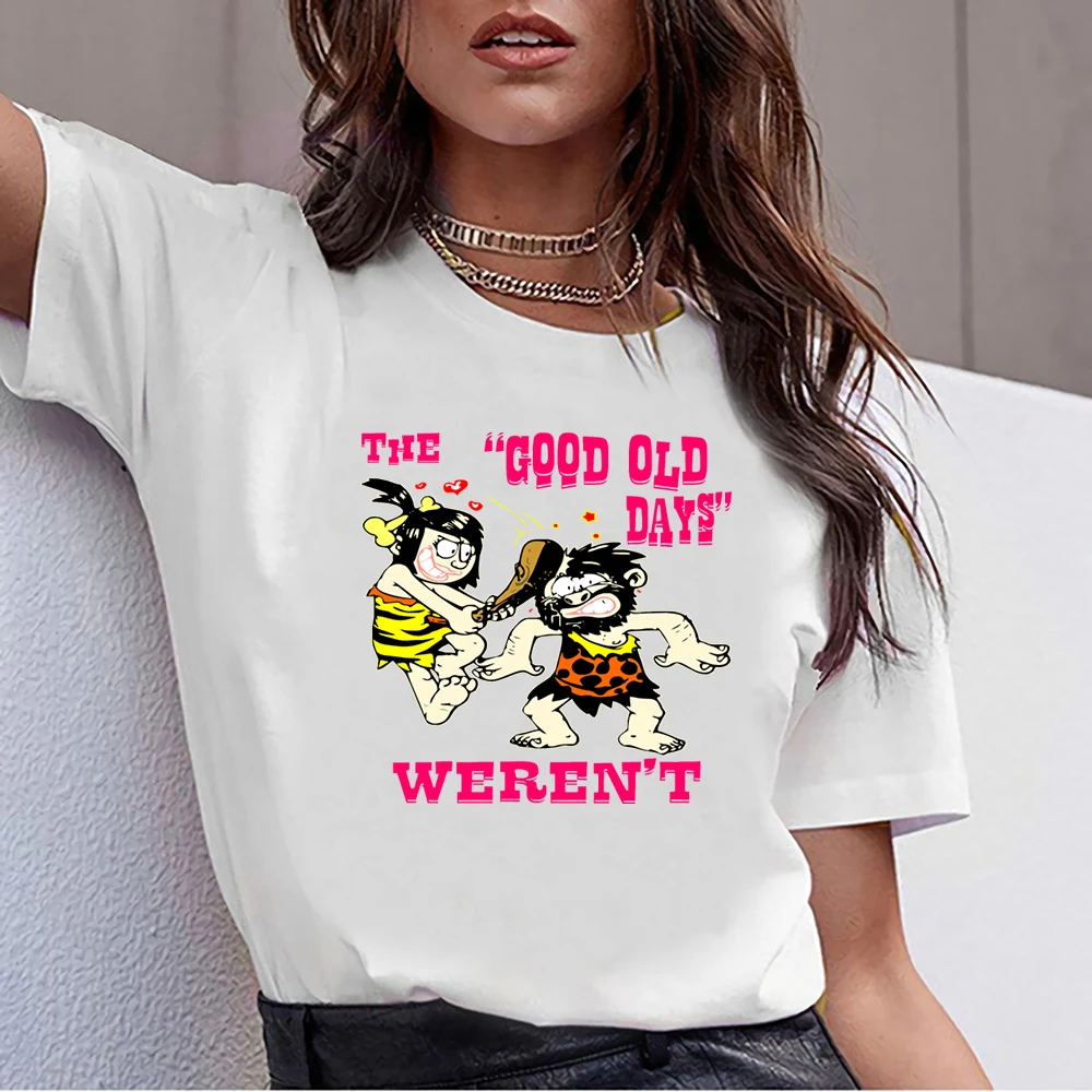 Топы футболка для женщин the good old days werent cavemen whitetigerooo повседневная черная женская с