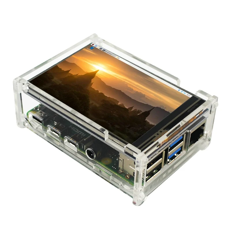 Raspberry Pi 4 Модель B 4G с 3,5 дюймовым ЖК-дисплеем RPI4 акриловый корпус RPI 4B 5V 3A адаптер питания 32G SD карта Cooper теплоотвод