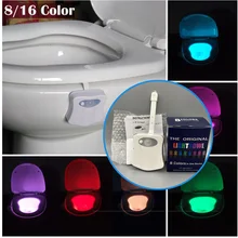

16/8 Colors Waterproof LED WC Toilet Lamps Smart PIR Motion Sensor Toilet Night Light Colorful Package Battery Powered