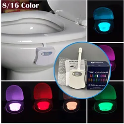 Lampe LED étanche avec capteur de mouvement PIR intelligent, alimentée par batterie, luminaire décoratif d'intérieur, idéal pour une toilette, 16/8 couleurs 