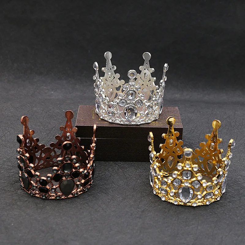 

Vintage Cheap Small Girls Crown Bridal Jewelry Birthday Party Decoration Round Mini Tiara Wedding Hair Accessories Jewelry