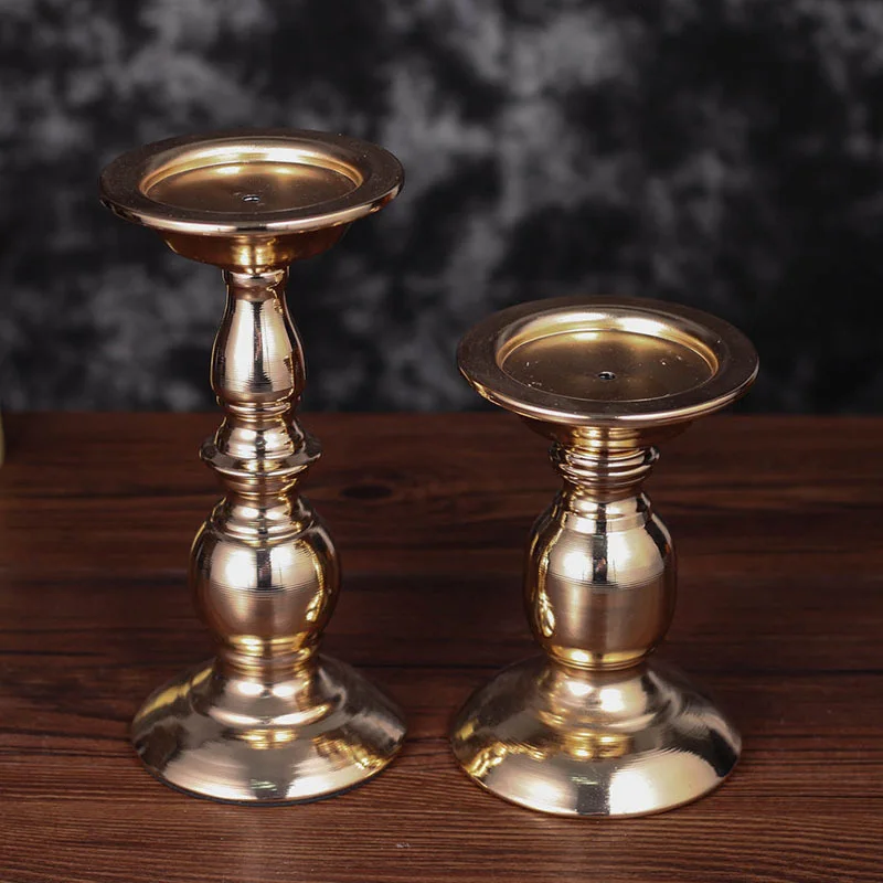 10pcs/Lot Table Candle Holder Plating Metal Candlestick Geometric Romantic Candle Holders for Wedding Dinner Decoration ZZT045