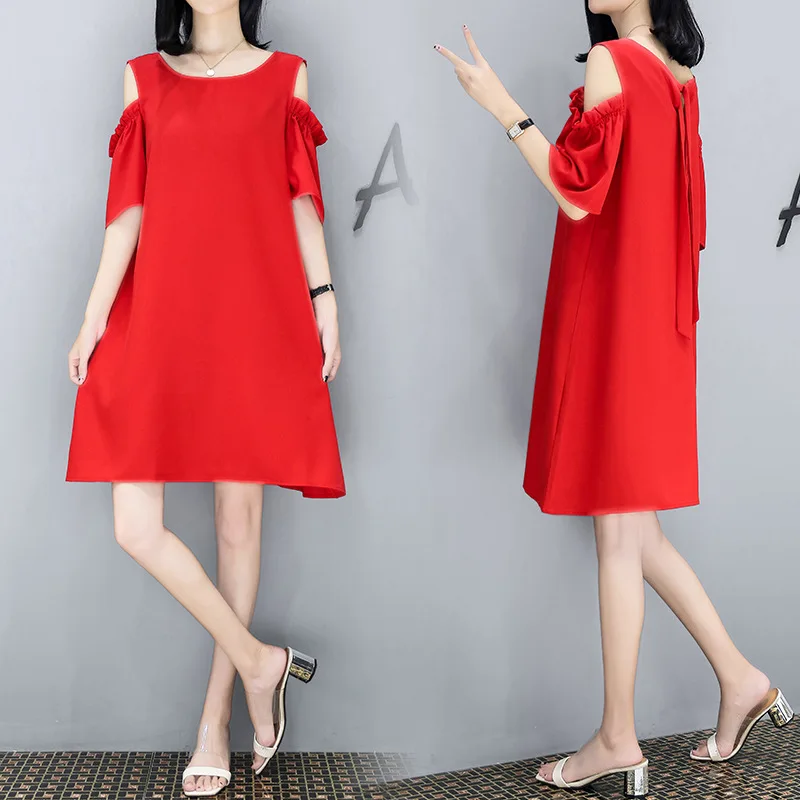 

Maternity Clothes 2019 Summer New Style Korean-style Fashion Large Size Back Bow Pregnant Women Dress