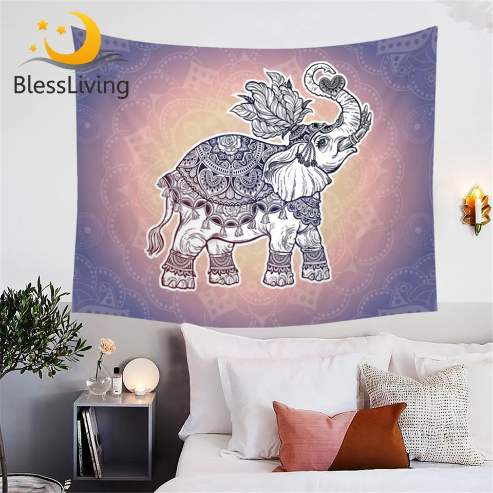 BlessLiving гобелен-Мандала с изображением слона в этническом стиле королевские