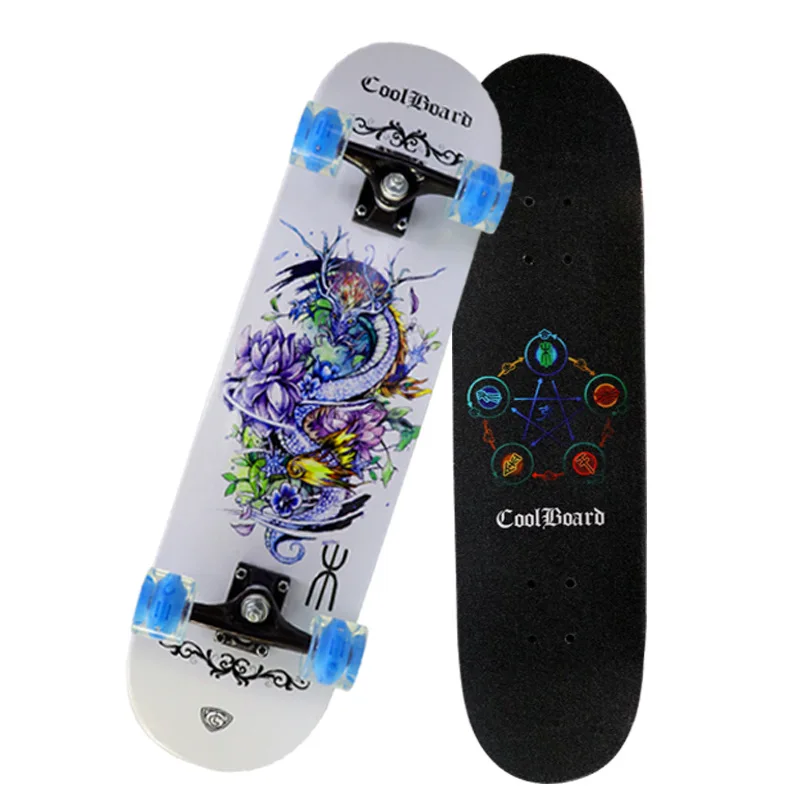 

Four Wheel Double Snubby Luminous Wheel Skateboard Beginners Teenager Highway Brush Street Adult Men And Women Maple Profession