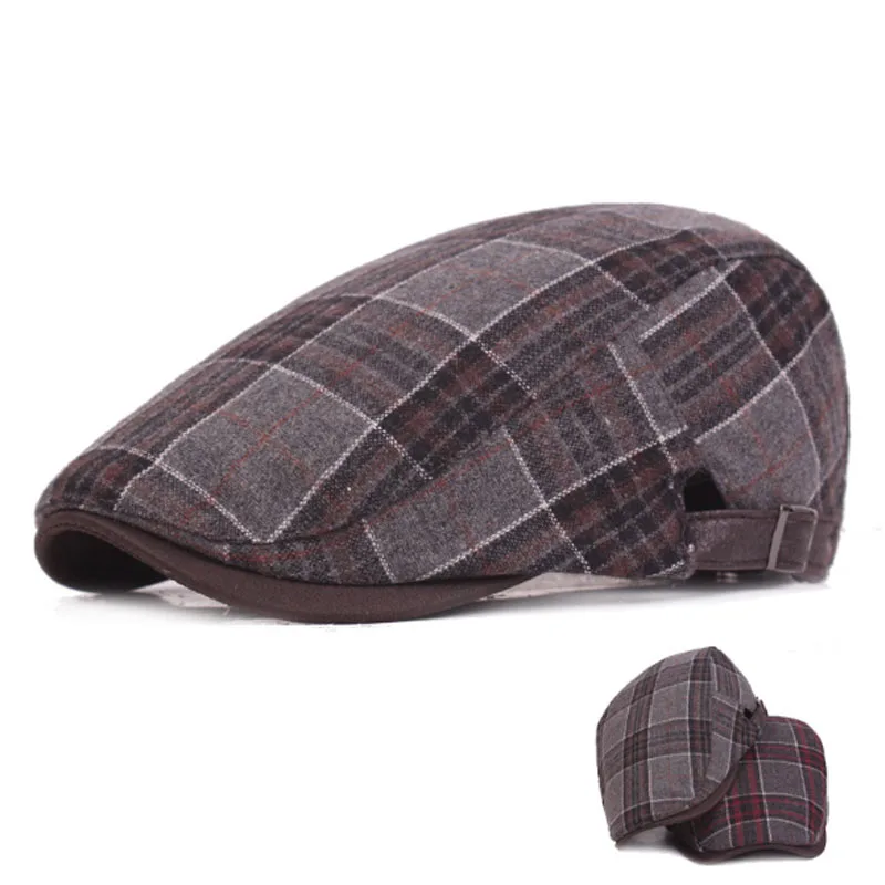 Мужские зимние шапочки теплые шерстяные утепленные модные газетные шапки винтажные береты Женские Ретро плоский плющ шапки