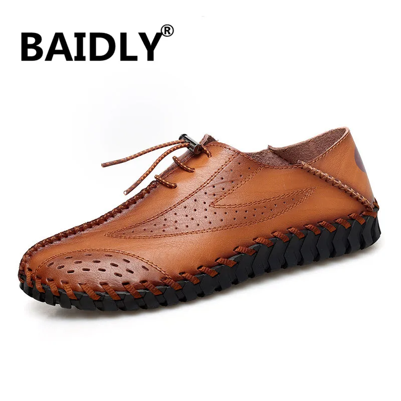 Men's Driving Shoes Men Genuine Leather Loafers Fashion Handmade Soft Breathable Moccasins Flats Big Size 38-47 | Обувь