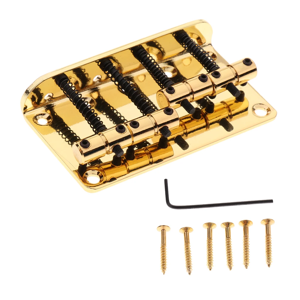 Practical DIY Zinc Alloy 4 String Bass Bridge with Screws Wrench Set Musical Instrument Accessory