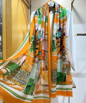 

Paris Comics Girls Printing 300s Cashmere Scarf Female Pashmina Winter Shawl Wraps Hijabs 200*100cm