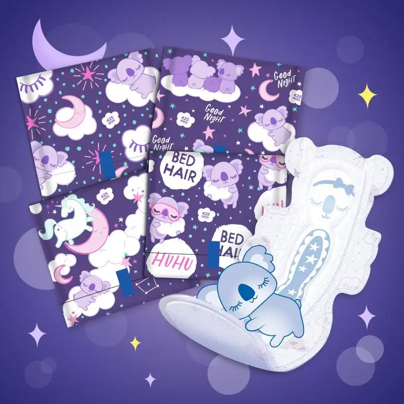 32 Pieces Night Use Menstrual Pad 425mm Length Heavy Flow Night Use Feminine Hygiene 100% Cotton Inner Super Thin Sanitary Towel 4