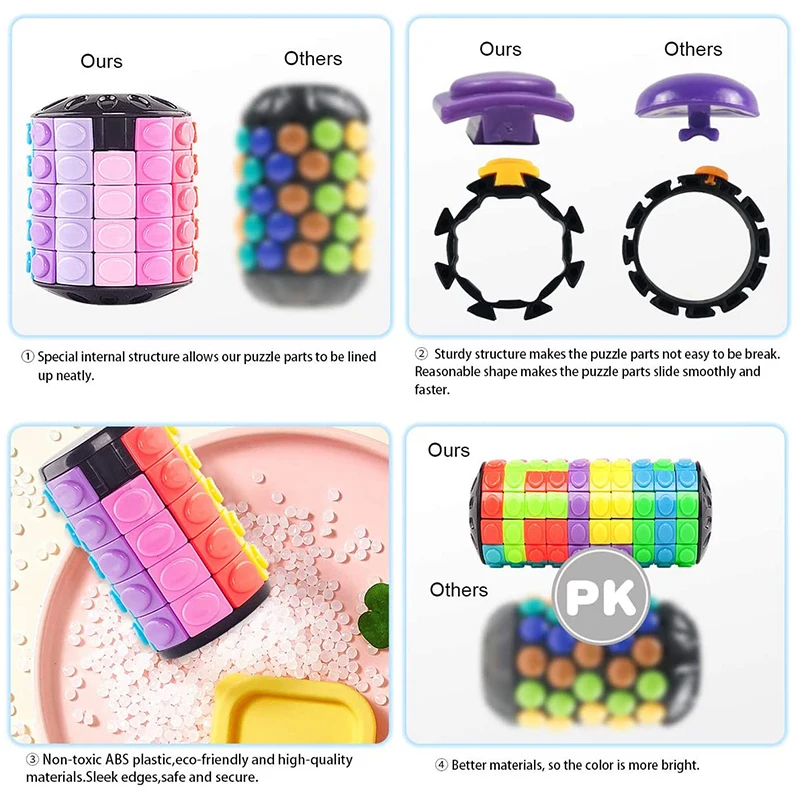 Rotate Slide Puzzle Cube Tangram Cylinder Fidget Toy Smart IQ Fit Cognitive Anti Stress Reliever DIY Educational Games stress relief toy puzzle toys educational toys early education toys