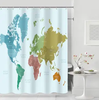 

Stripe abstract Waterproof World Map Shower Curtain For Bathroom Bath Curtains Extra long 180*180cm 3D Blackout Shower curtain