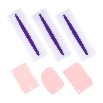

6 Pcs Decorating Comb and Icing Smoother Mousse Butter Cream Cake Edge Tools,Sawtooth Scraper for Butter Cream Cake