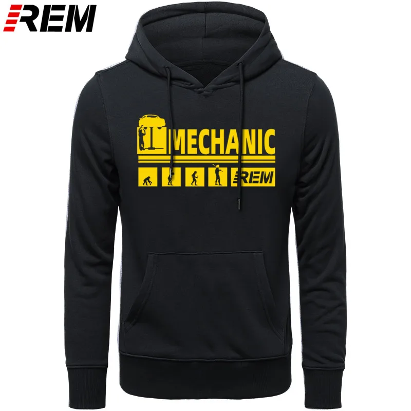 Новые толстовки Mechanic Car Топы Забавный подарок для мужчин толстовки размера плюс s-3XL стиль Эволюция Авто Mechaniker толстовки, свитшоты - Цвет: BLACK YELLOW
