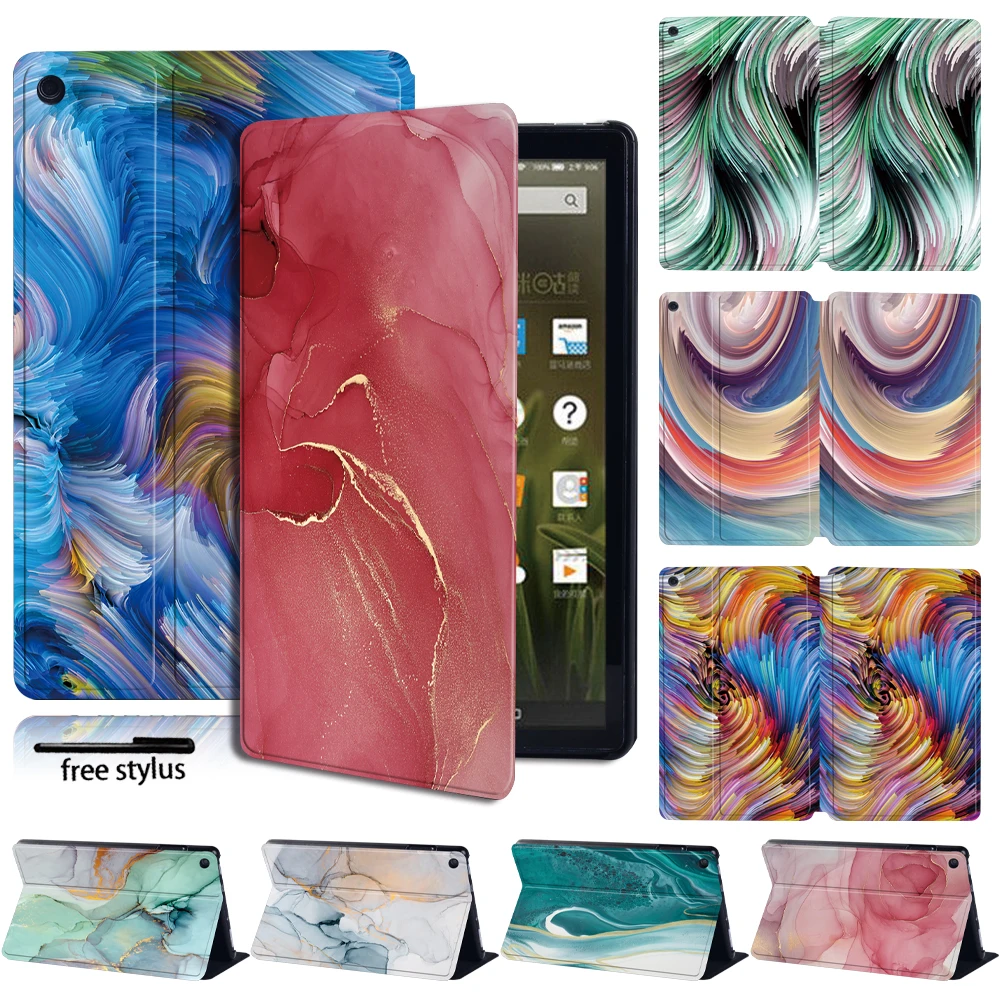 

Tablet Case For Amazon Fire 7 (5/7/9th) HD8 (6/7/8th) HD10(5/7/9th ) Slim Anti-Fall Leather Cover Case +Stylus