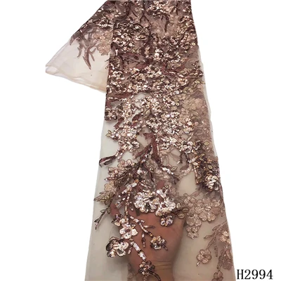 Нигерийское высококачественное кружево Высокое качество Французский Тюль Кружева пайетки кружево Роскошная вышивка тюль кружевная ткань женское платье A2994 - Цвет: As Picture