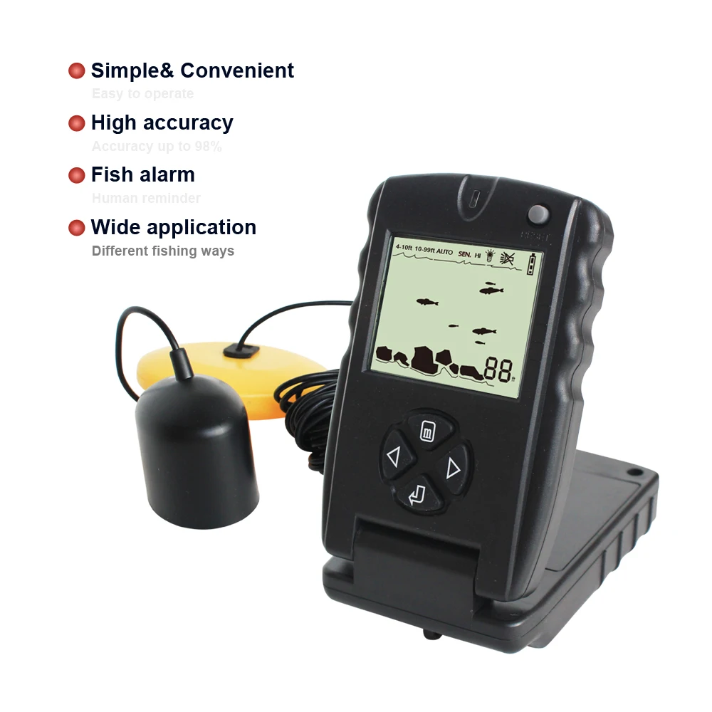 

100FT Wired Fish Finder Echo Sounder Monitor Detector Portable Sonar Fish Finders 30 M Depth for Sea Pesca FF717