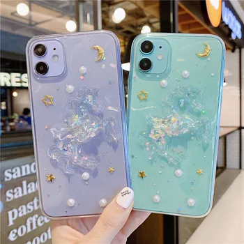 

50PCS 3D Fly Hors Phone Case For iPhone 11 Pro Max XS MAX XR 8 7 X 6 6S Plus Transparent Epoxy Back Cover Case