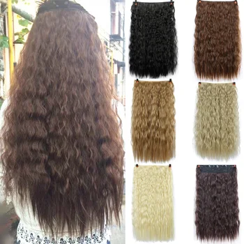 

22'' Long Wavy Hair Extensions 5 Clips in Fake Hair Extension Heat Resistant Synthetic Fake Hairpiece Hairstyle SHANGKE