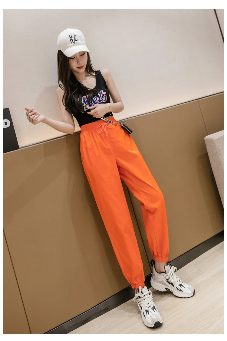 Jielur Trousers Women Solid Color Elastic Waist Candy Color Autumn Pants New Chic Sweatpants Pantalon Femme Roupas Slim Pants