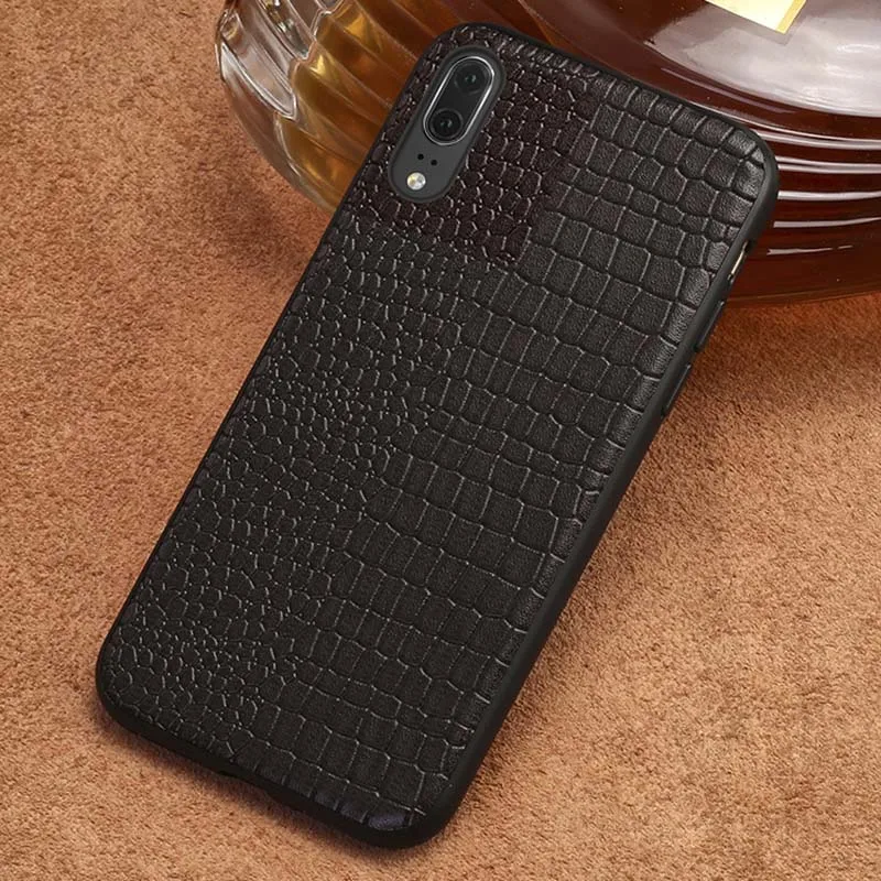 Brown Воловья кожа чехол для телефона для Huawei Mate 9 10 20 Pro P10 P20 P30 lite CrocodileTexture задняя крышка для Huawei Honor 8X9 10 чехол - Цвет: Brown