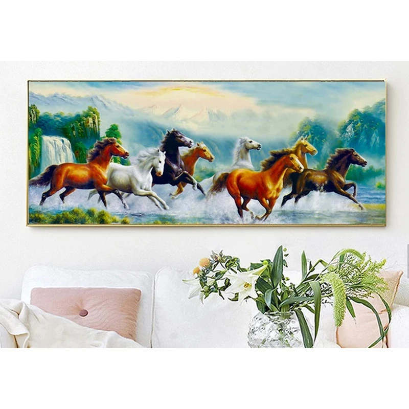 

Diamond Embroidery Mosaic Painting Cross Stitch Full 8 Running Horses Achieve Immediate Success DIY 5D/3D Sale Decoration Gift