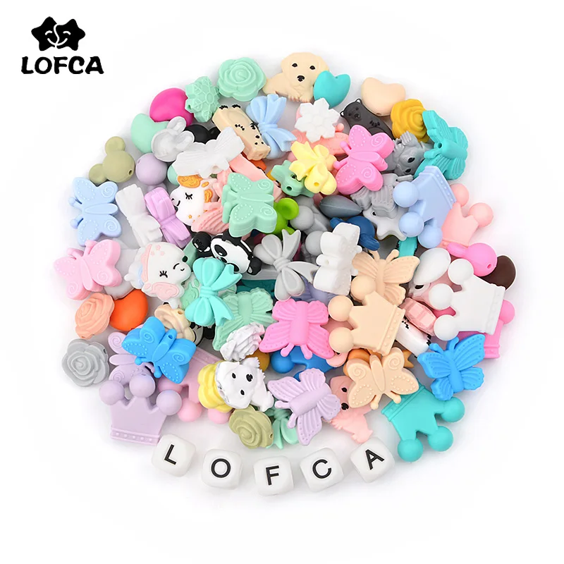 LOFCA 5 шт. силиконовые бусины с животным принтом Утепленные детские игрушки
