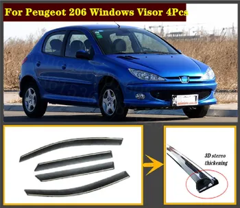 

4pcs Set For Peugeot 206 2014-19 Stainless steel window Visor Shade Vent Wind Rain Deflector Guards Cover
